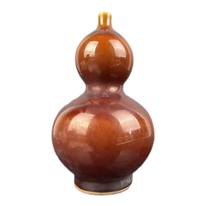 Early 1900s Chinese Porcelain Vase Qing Yongzheng Marked Flambé Glaze Porcelain Double-Gourd Vase