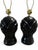 Art Deco Vintage 1980s Postmodern Black Glazed Ceramic Table Lamps — Pair For Sale - Image 3 of 9