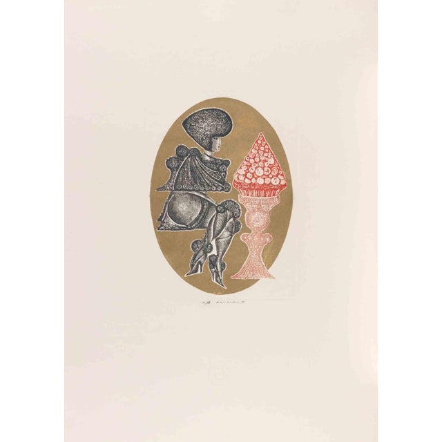 Etching on paper, realized in 1982 by Pasquale Basile. Hand signed and numbered in pencil. Edition of 69. Excellent...