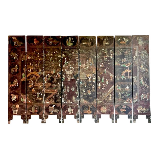 Vintage Asian 19th Century 8 Panel Coromandel Screen For Sale