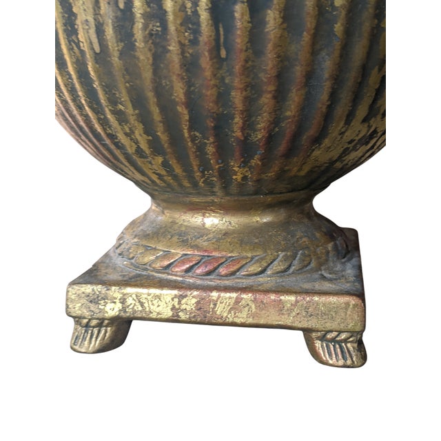 Vintage Hollywood Regency Aged Gold Trompe l'Oeil Rope and Tassel Swag Planter For Sale In Charlotte - Image 6 of 10