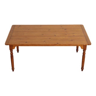 Farmhouse Style Rustic Pine Extendable Dining Table For Sale