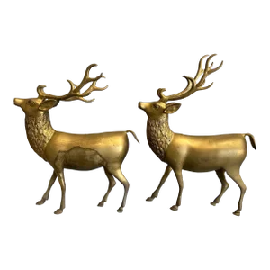 Oversized Brass Deer, Pair
