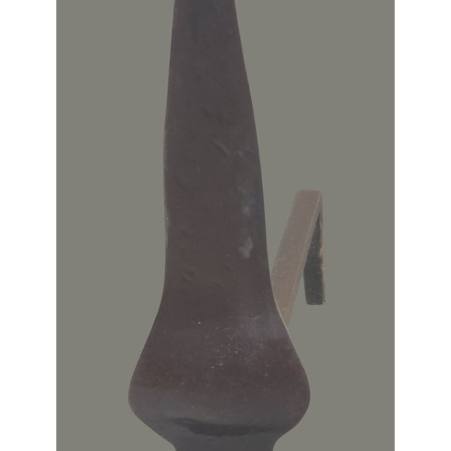 Antique Arts & Crafts Hand Forged Iron Figural Lions Head Fireplace Andirons Marked- a Pair For Sale - Image 6 of 11