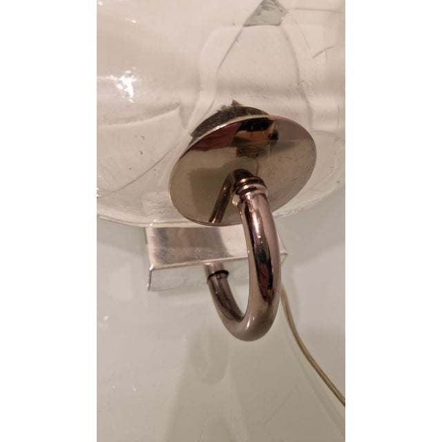 Metal Leaf Wall Lamps in Transparent and White Murano Glass from La Murrina, 1980s, Set of 2 For Sale - Image 7 of 18