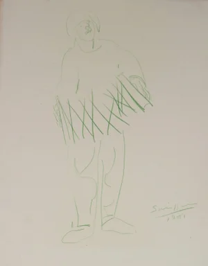 Martin Snipper Study of Musician Pencil Drawing, 1961