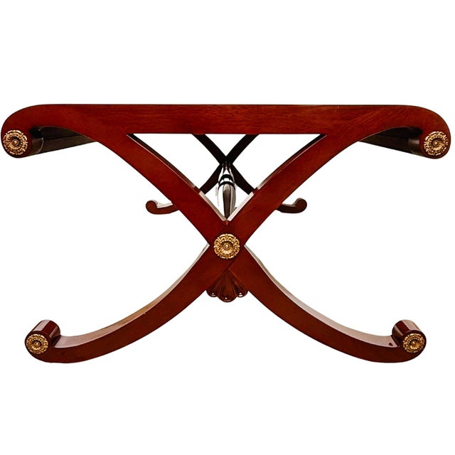 Late 20th Century Neoclassical Flame Mahogany & Satinwood Inlaid Curule Coffee Table For Sale - Image 17 of 18
