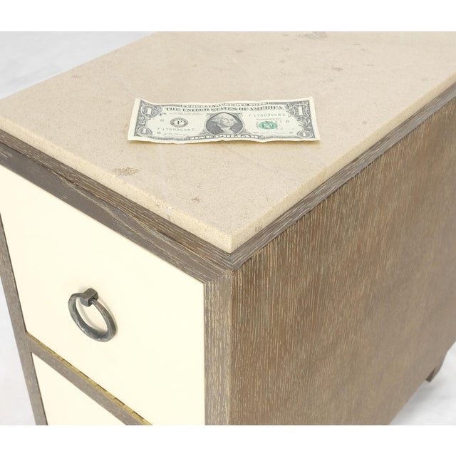 Mattaliano Travertine Top Cerused Drop Front Doors Compartments Night Stand End Table MINT For Sale - Image 4 of 12