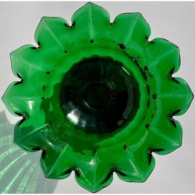 Emerald Green Pressed Glass Compote, 19th Century, Petal Form For Sale In New York - Image 6 of 7