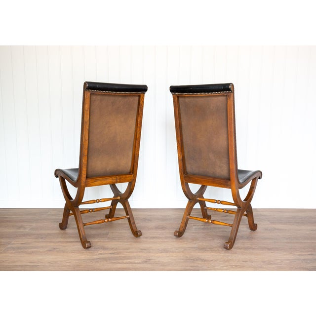 Spanish Dining Chairs in Oak and Leather by Pierre Lottier Valmazan, 1960s, Set of 2 For Sale - Image 14 of 18