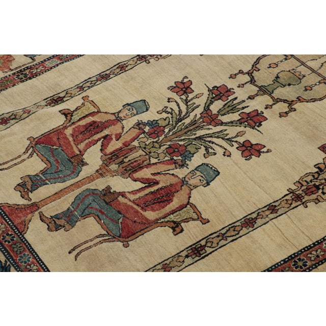 Antique Kerman Lavar Rug in Beige With Pictorials, From Rug & Kilim For Sale In New York - Image 6 of 7