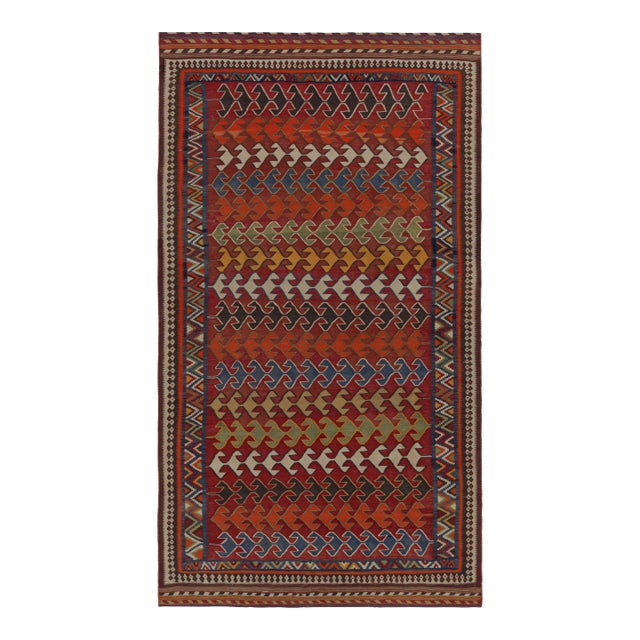 1950s Vintage Afghani Tribal Kilim Rug With Geometric Patterns For Sale