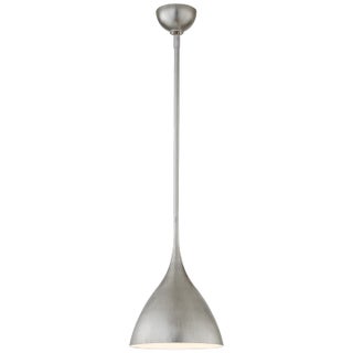 AERIN for Visual Comfort Signature Agnes Small Pendant in Burnished Silver Leaf with White Interior For Sale
