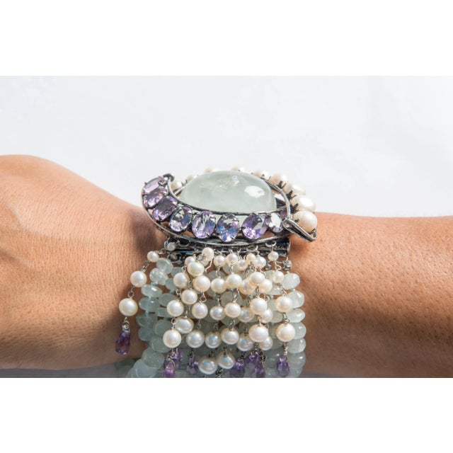 1990s Iradj Moini light green gemstone, amethyst bracelet For Sale - Image 10 of 11
