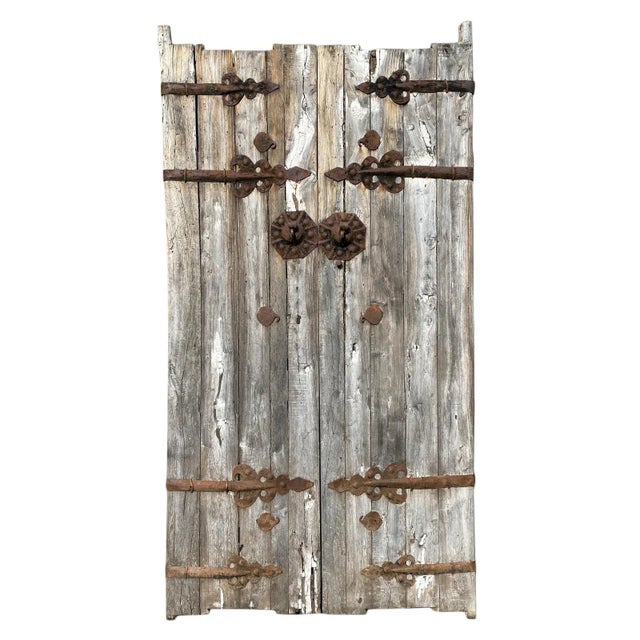 Wood Old Vintage Mongolian Wood Door For Sale - Image 7 of 7