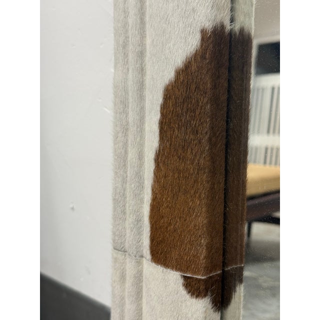 Made Goods Charles Brown + White Hide Framed Mirror For Sale - Image 10 of 12
