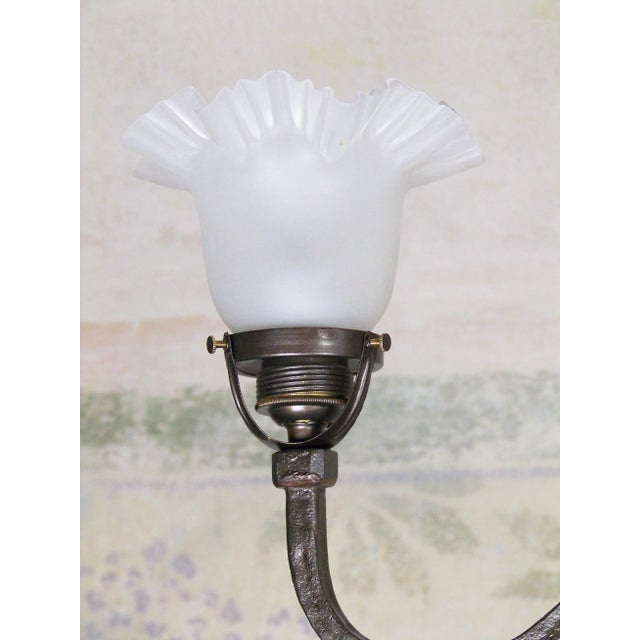 Forged Two-Armed Chandelier in Iron, 1900s For Sale - Image 3 of 10