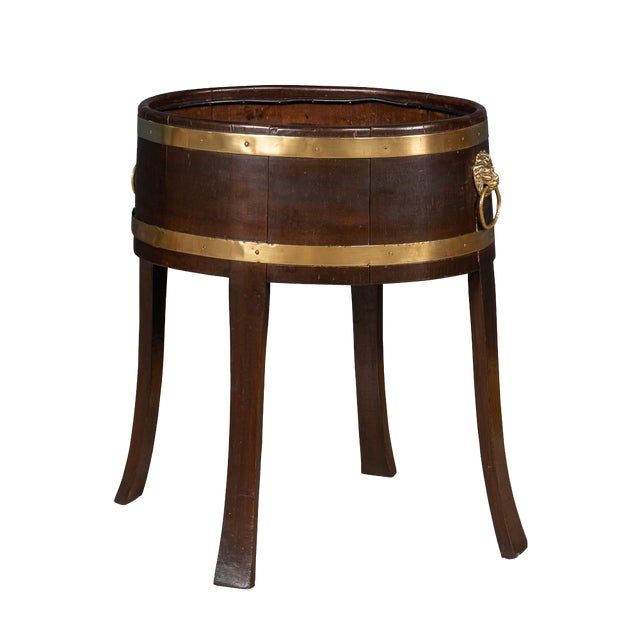 English Oak and Brass Bound Jardiniere, 1940s For Sale