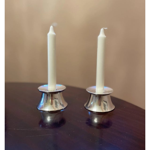 Mid-Century Modern Mid-Century Modern Sterling Silver Candle Holders - a Pair For Sale - Image 3 of 11