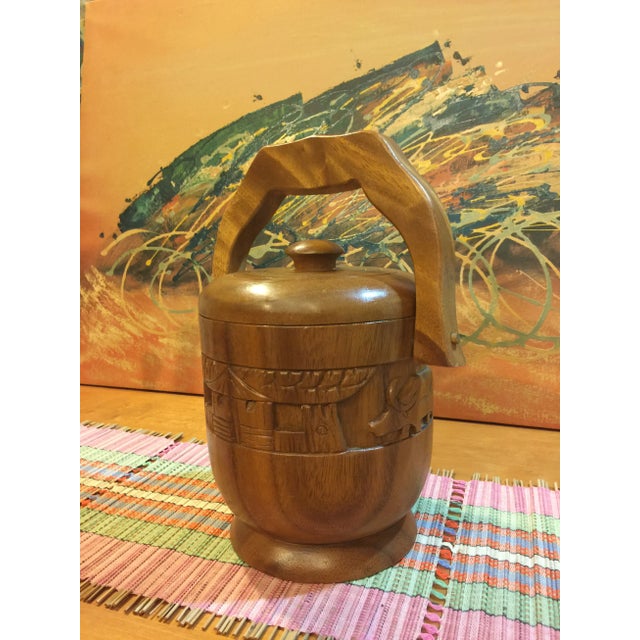 Wood Vintage Carved Wood Ice Bucket For Sale - Image 7 of 7