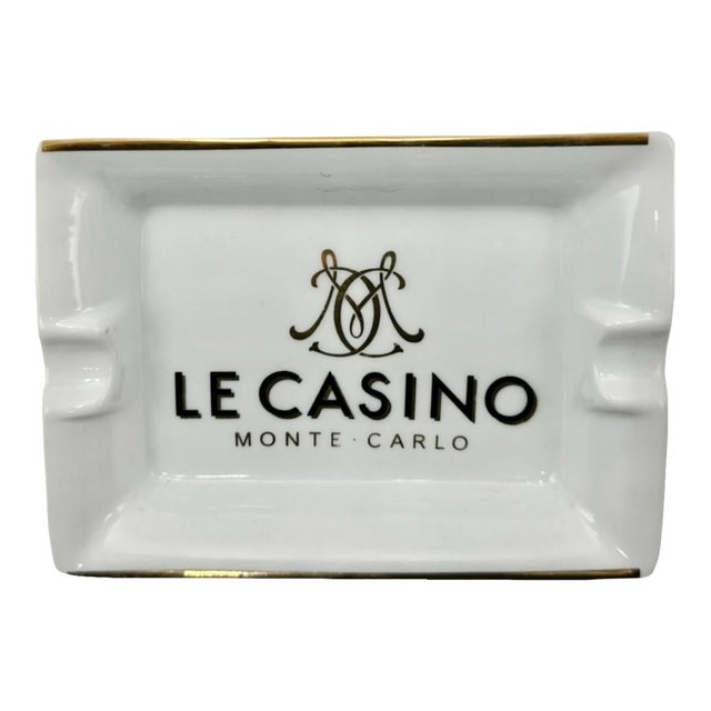 Vintage Le Casino Monte-Carlo France Ashtray Dish White Porcelain For Sale