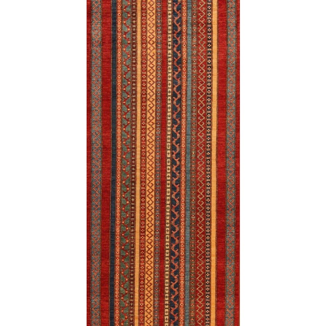 Hand-Knotted Middle Eastern Wool Runner Rug with Plant Dyes For Sale