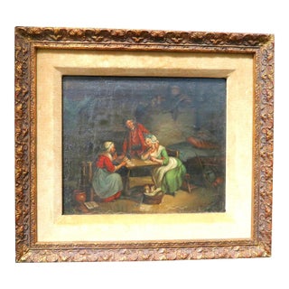 18th Century - Flemish/Dutch Original Oil on Canvas on Board - "The Fortune Teller" - Ex Christies For Sale
