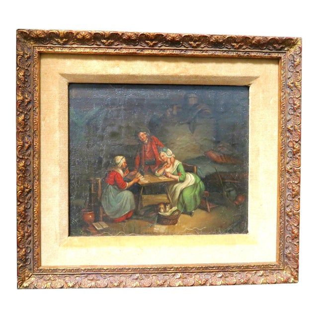 18th Century - Flemish/Dutch Original Oil on Canvas on Board - "The Fortune Teller" - Ex Christies For Sale
