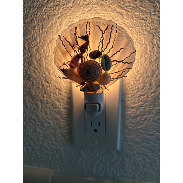 Off-white Natural Adorned Seashell Night Life With Natural Shells, Pearl, Sea Glass and Starfish Accents For Sale - Image 8 of 8