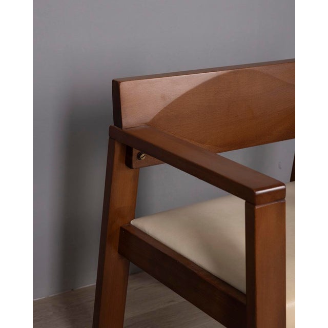 Vintage Italian Armchair in Wood and Leather, 1980s For Sale - Image 9 of 14