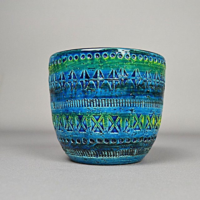 Rimini Blu Vase by Aldo Londi for Bitossi, 1960s, in Flawless conditions. Designed 1960 to 1969 This piece has an...