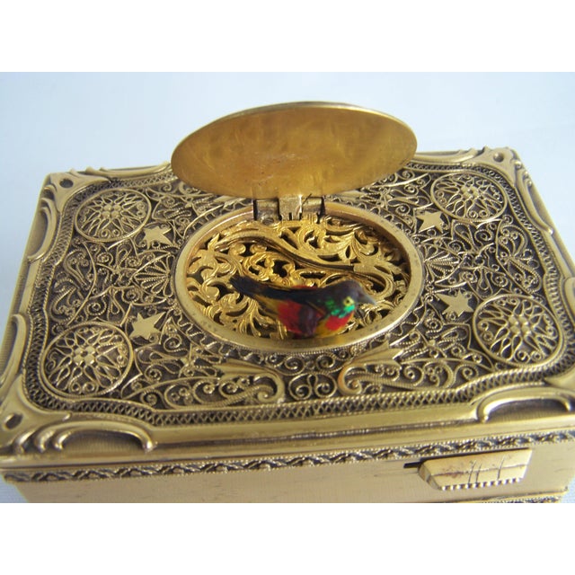 Filigree Singing Bird Box by K. Griesbaum, 1960s For Sale - Image 4 of 14
