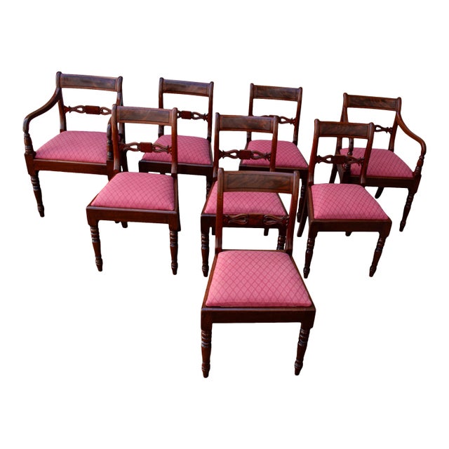 Antique Georgian Regency Flame Mahogany Dining Chairs Armchairs 1820- Set of 8 For Sale - Image 4 of 12