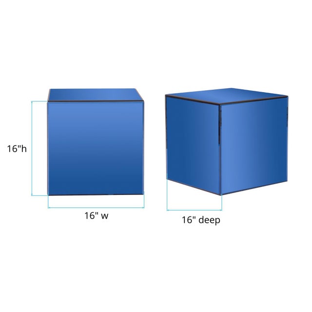 2020s Blue Mirrored Cube Table For Sale - Image 5 of 6