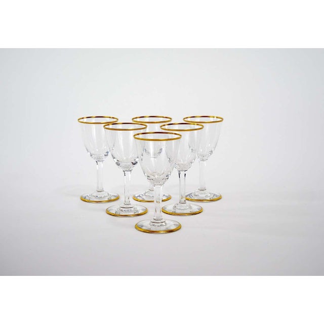 Beautifully hand carved and gilt gold trimmed top and base baccarat crystal after dinner drinks or sherry tableware...