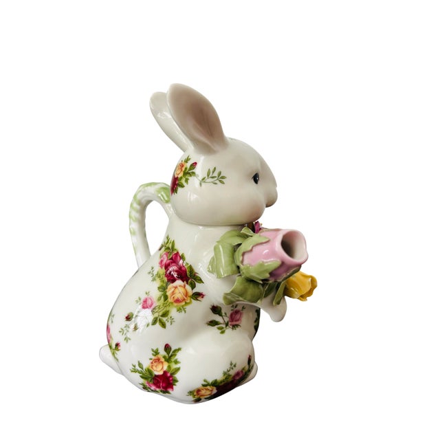 Late 20th Century Vintage Royal Doulton for Royal Albert Old Country Roses Bunny Teapot – Fine Bone China Rabbit Teapot For Sale - Image 5 of 13