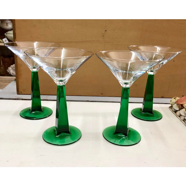 Kelly Green Stem Martini Glasses, Set of 4 Chairish