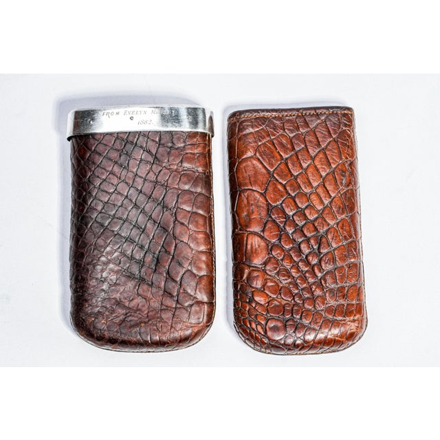 Handsome English Antique Victorian Leather Sterling Silver Cigar Case Holder For Sale - Image 13 of 13
