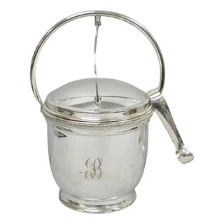 Vintage Victorian Silver Plated Reticulating Hinge Ice Bucket W/ "B" Monogram For Sale