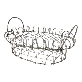 Antique French Twisted Wire Bread Basket For Sale