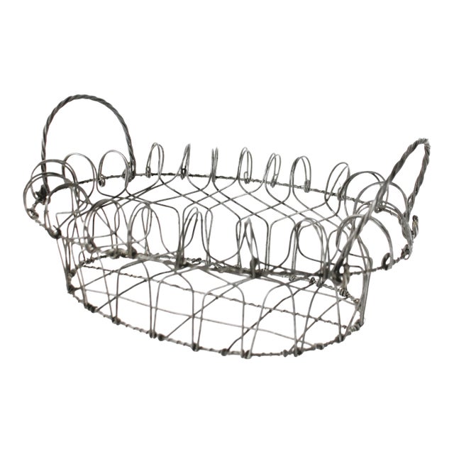 Antique French Twisted Wire Bread Basket For Sale