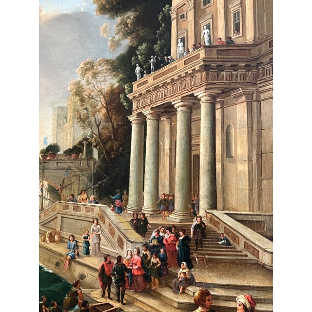 19th C., After Claude Lorrain "Embarkation of the Queen of Sheba" Oil on Canvas For Sale - Image 9 of 13