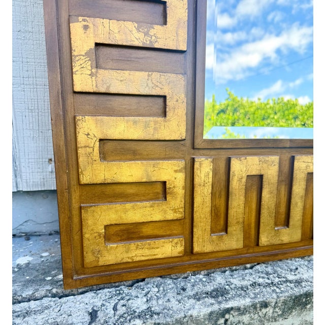 Large 58 1/2” Decorator Neoclassic Greek Key Swag Top Mirror For Sale In West Palm - Image 6 of 9
