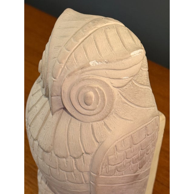 Sand Art Deco Heavy Cast Sandstone Owl Bookends - A Pair For Sale - Image 8 of 11