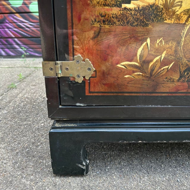 John Widdicomb Chinoiserie-Style Hand Painted Lacquer Cabinet For Sale - Image 10 of 12