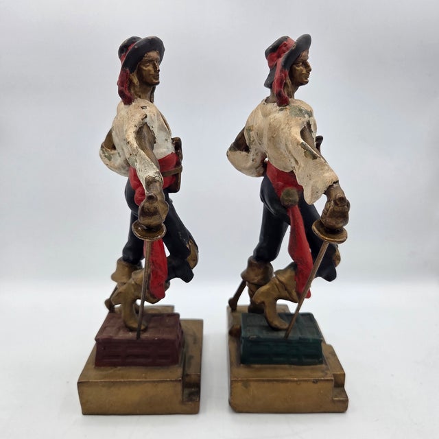 Metal Art Deco Nautical Armor Bronze Swashbuckler/Pirate Bookend Pair For Sale - Image 7 of 10