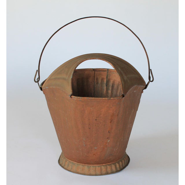Metal Antique Copper Tone Metal Coal Scuttle Bucket For Sale - Image 7 of 10
