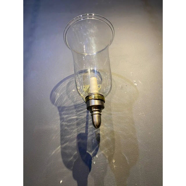 Traditional 1900s Hurricane Glass Sconces - a Pair For Sale - Image 3 of 6