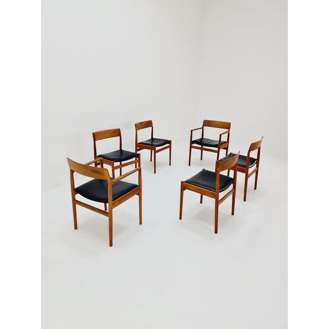 Wood Danish Dining Chairs in Teak with Leather Seats by Johannes Nogaard, 1960s, Set of 6 For Sale - Image 7 of 11