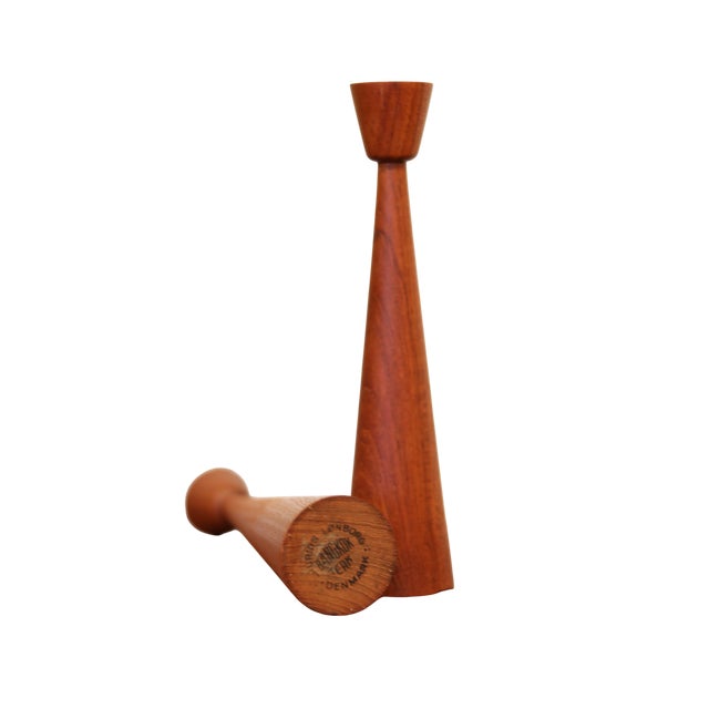 1970s Teak Candleholders by Laurids Lønborg for Lønborg, 1960s, Set of 2 For Sale - Image 5 of 6